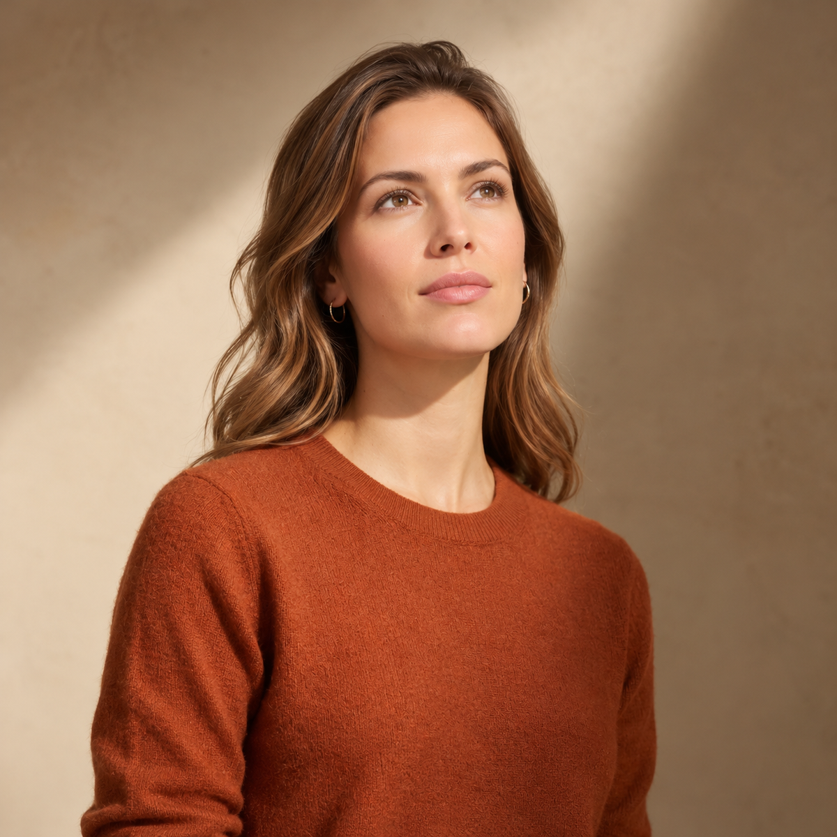 Jersey de Cuello Redondo de Cashmere Puro para Mujer