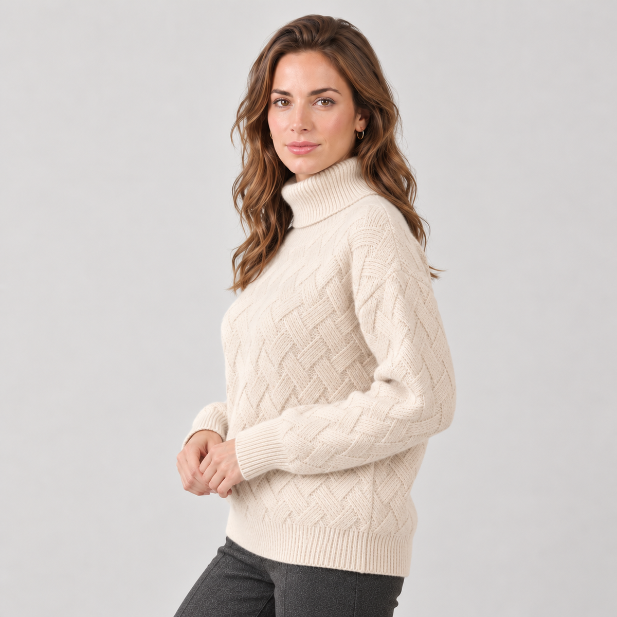 Women's Textured Turtleneck Sweater - Knit Pullover