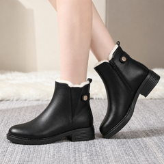 Women's Warm Lined Block Heel Boots - Winter Boots