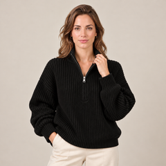 Women's Textured Knit Half-Zip Sweater - Quarter Zip Pullover