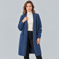 Women's Long Knit Cardigan, Open and Elegant for Fall and Winter