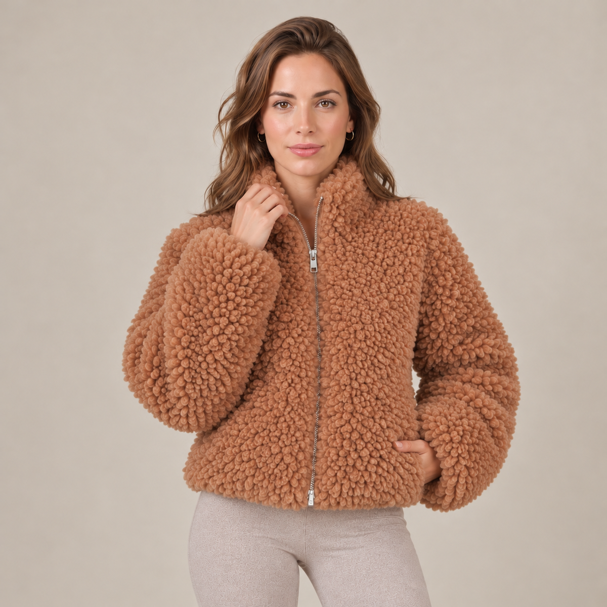 Chaqueta Mujer de Borreguito con Cremallera