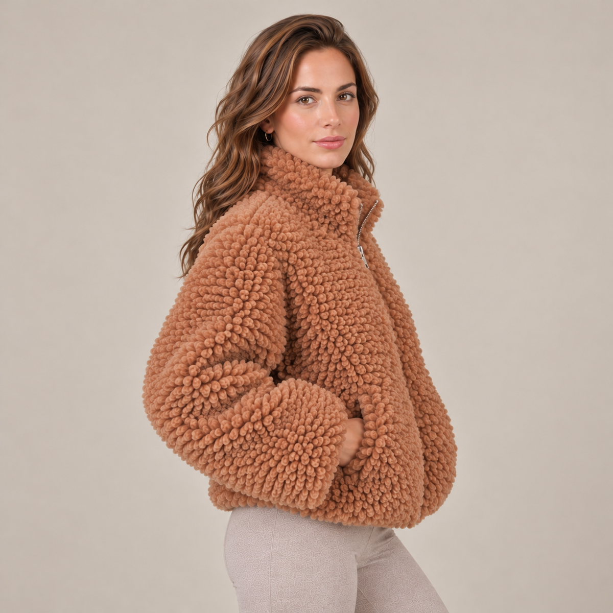 Chaqueta Mujer de Borreguito con Cremallera