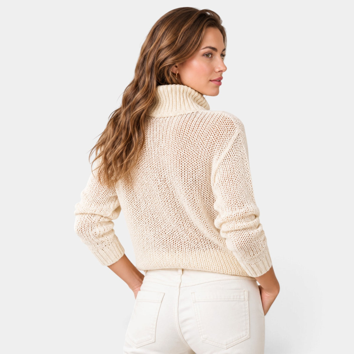 Jersey Mujer Punto Abierto Media Cremallera Holgado
