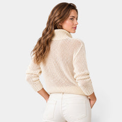 Jersey Mujer Punto Abierto Media Cremallera Holgado
