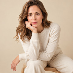 Jersey de Cuello Redondo de Cashmere Puro para Mujer
