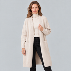 Women's Long Knit Cardigan, Open and Elegant for Fall and Winter