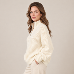 Women's Textured Knit Half-Zip Sweater - Quarter Zip Pullover