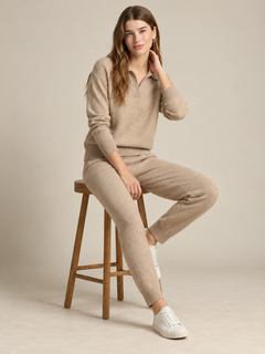 Women's Knitted Polo and Harem Pants Set