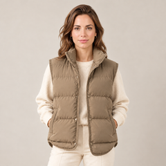 Women's Quilted Puffer Vest - Sleeveless Zip-Up Gilet