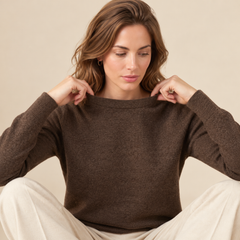 Jersey de Cuello Redondo de Cashmere Puro para Mujer