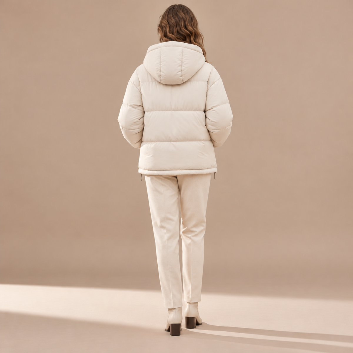 Women's Oversized Hooded Puffer Jacket - Loose Fit Quilted Coat
