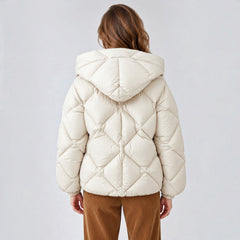 Women's Cropped Hooded Puffer Jacket - Loose Fit