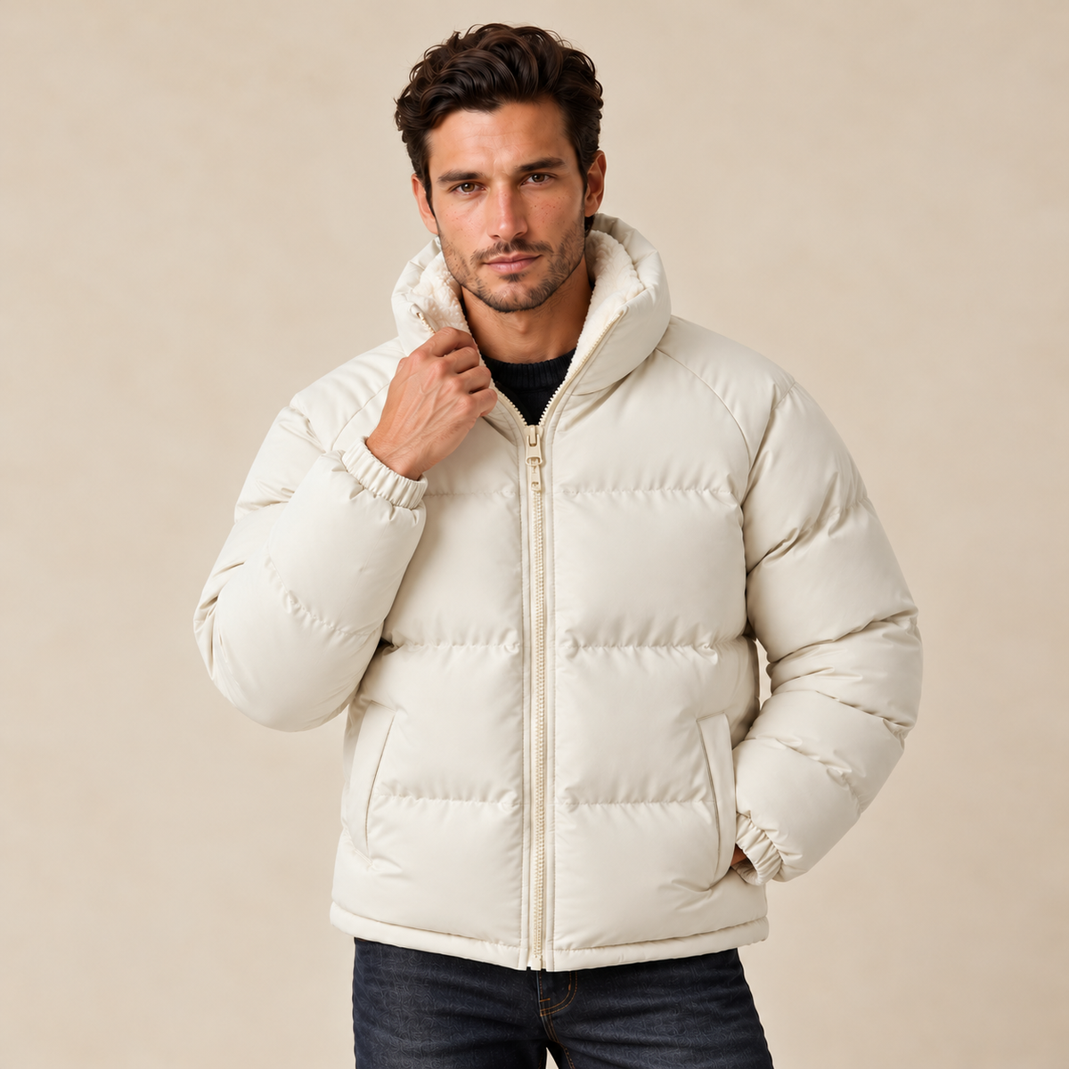 Chaqueta Acolchada Hombre con Forro Polar