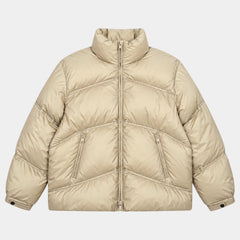 Men's High Neck Zip-Up Puffer Jacket - Quilted Stand Collar