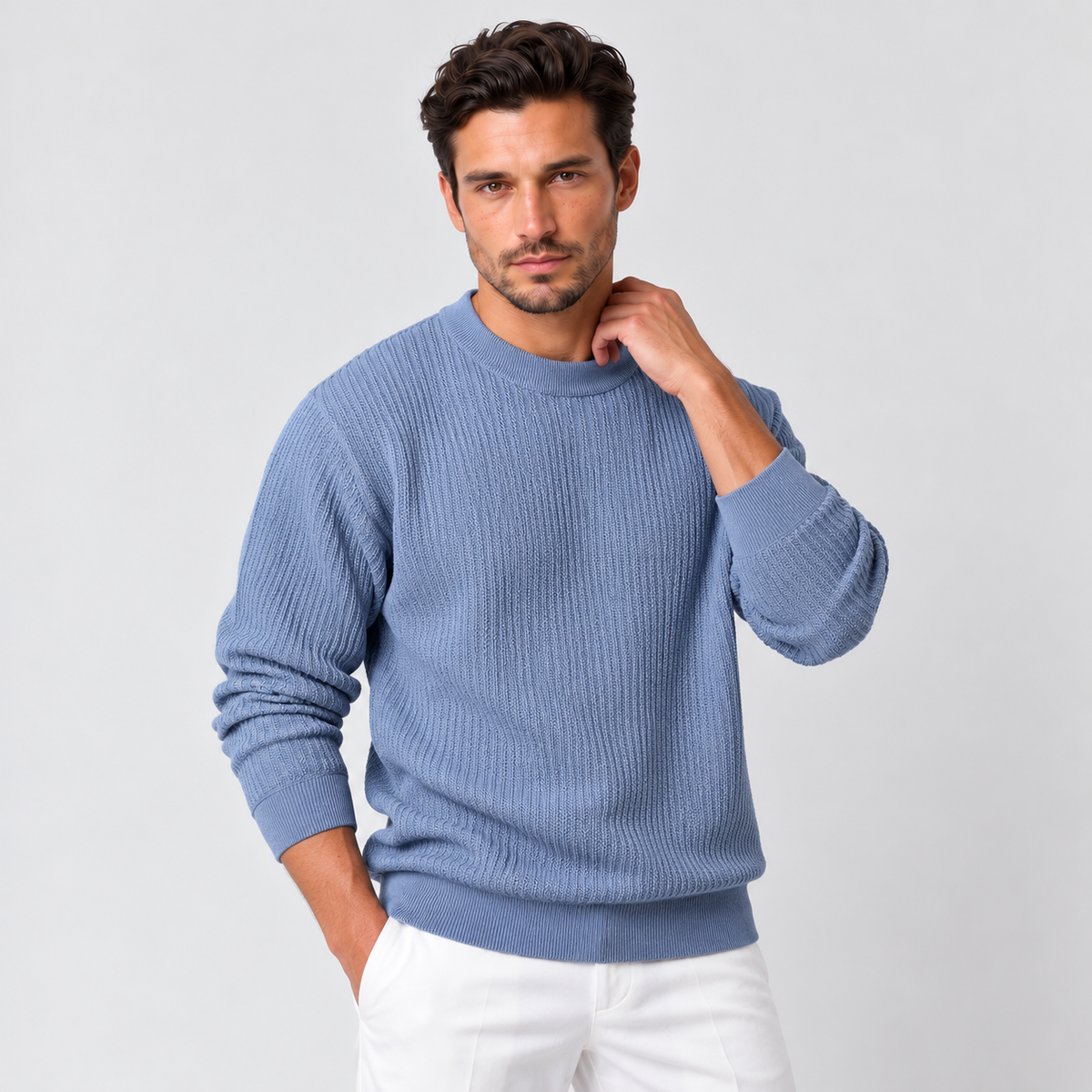 Men's Plush-Lined Winter Sweater - Warm Fleece-Lined Pullover