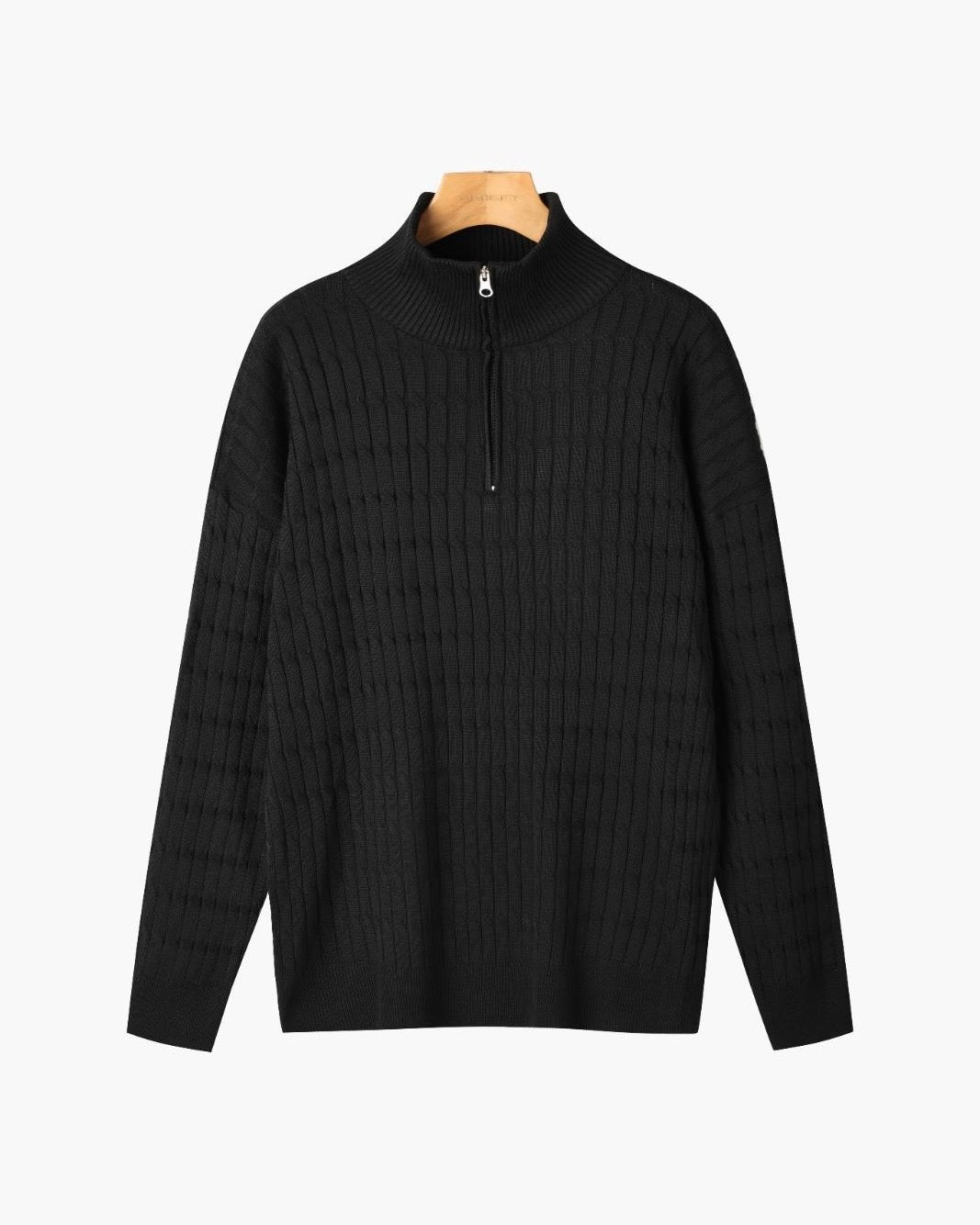 Jersey Media Cremallera Hombre de Punto Trenzado