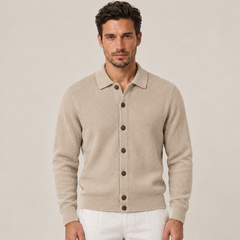 Men's Wool Blend Collared Cardigan Sweater