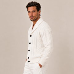 Men's Cable Knit Button-Up Cardigan Sweater