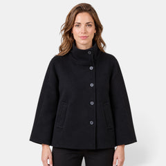 Women's Cropped High Neck Jacket - Short Fitted Jacket