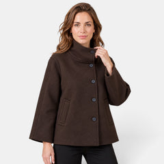 Women's Cropped High Neck Jacket - Short Fitted Jacket
