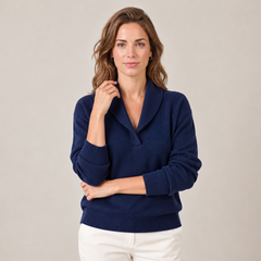 Women's Soft Shawl Collar Sweater - Long Sleeve