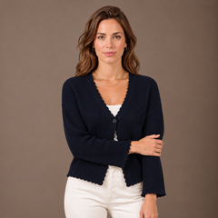 Jersey de Punto Mujer con Bordes Festoneados