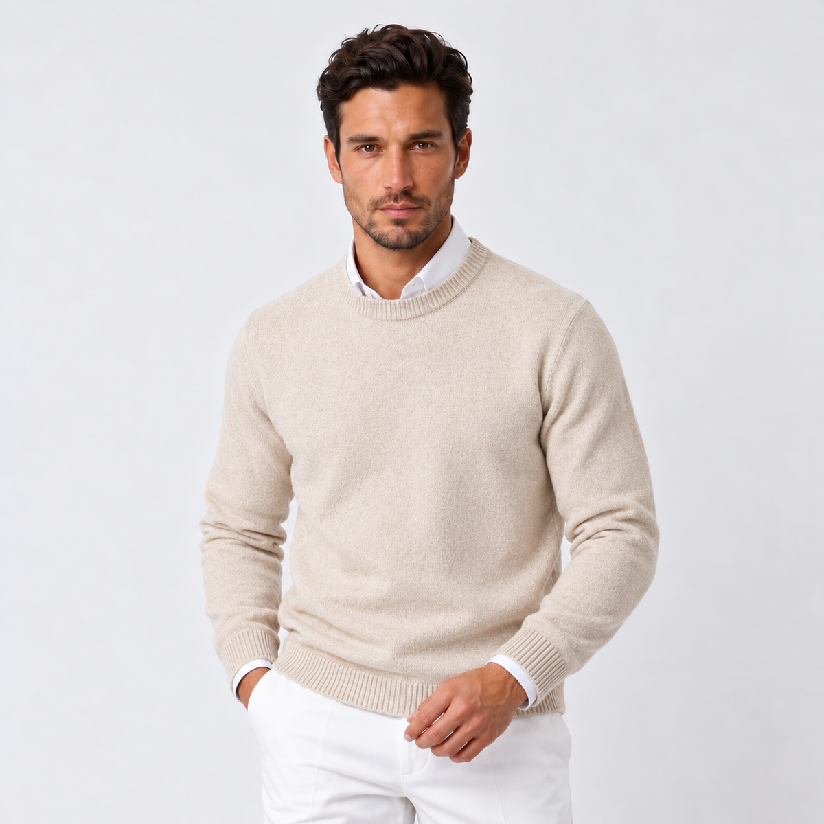 Men's Cashmere Crew Neck Sweater - Classic Pullover
