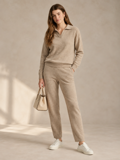 Women's Knitted Polo and Harem Pants Set