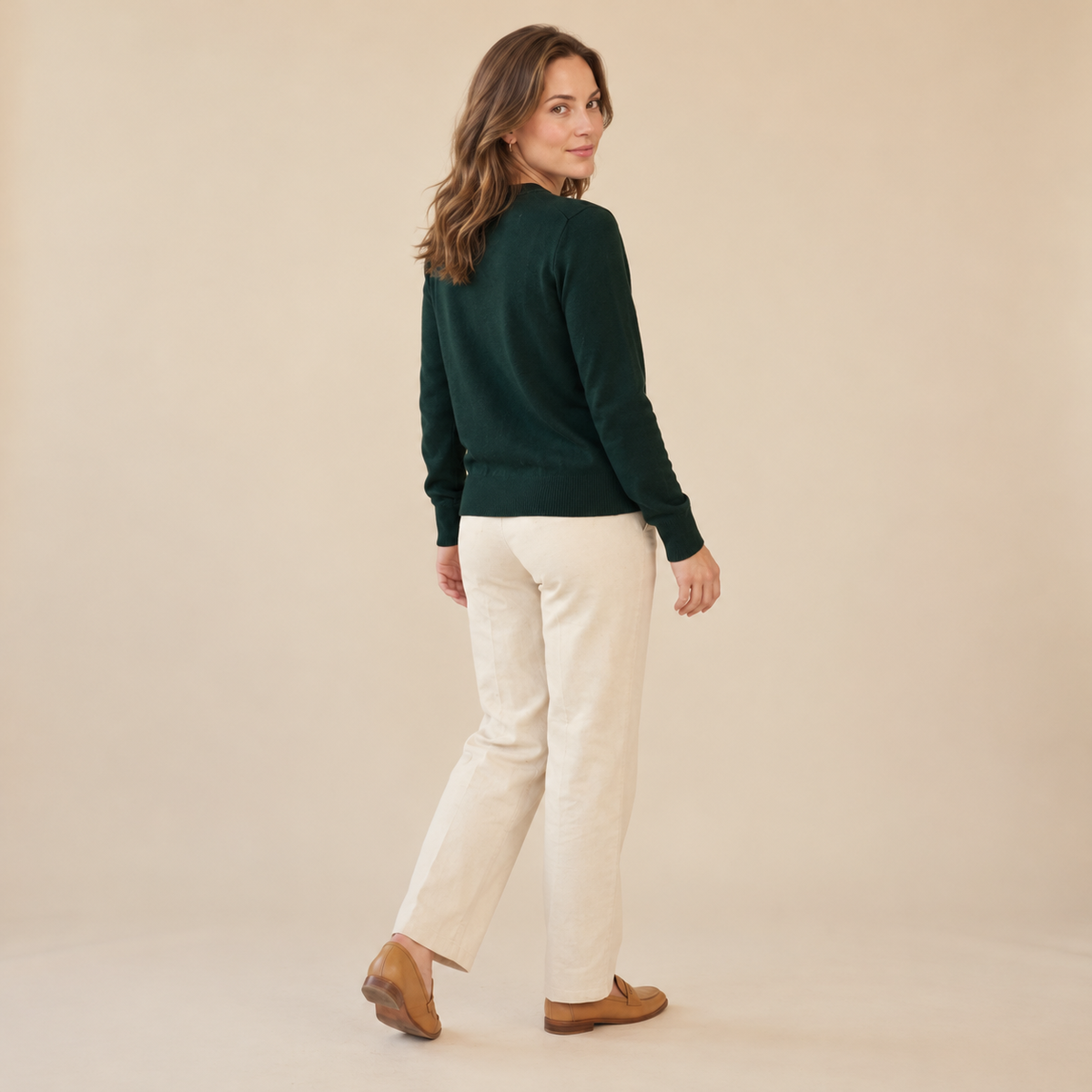 Jersey de Cuello Redondo de Cashmere Puro para Mujer