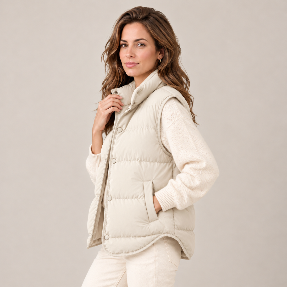 Women's Quilted Puffer Vest - Sleeveless Zip-Up Gilet