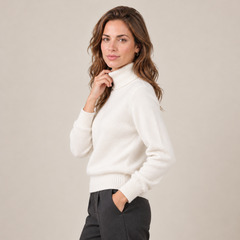 Women's Cashmere Turtleneck Knit Sweater - Lightweight Pullover