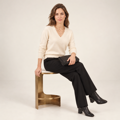 Jersey de Cashmere Mujer con Cuello Pico