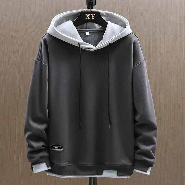 Sudadera Hombre Bicolor con Capucha y Cordón Ajustable
