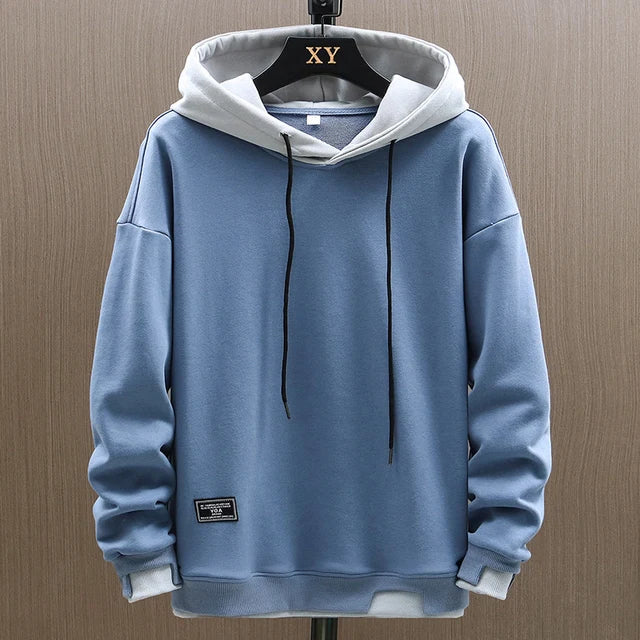 Sudadera Hombre Bicolor con Capucha y Cordón Ajustable