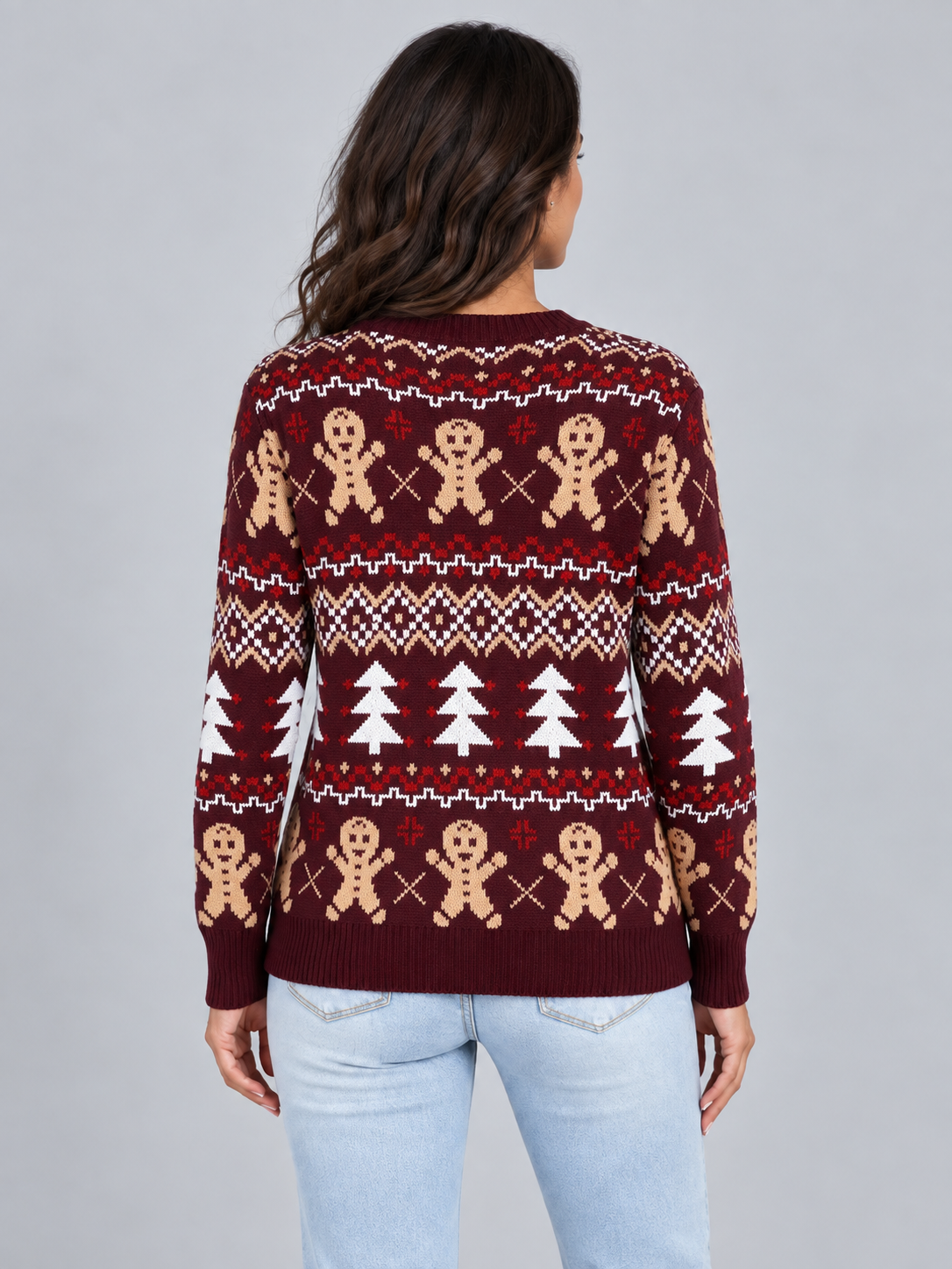 Women's Fair Isle Gingerbread Christmas Sweater