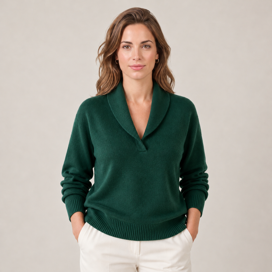 Women's Soft Shawl Collar Sweater - Long Sleeve