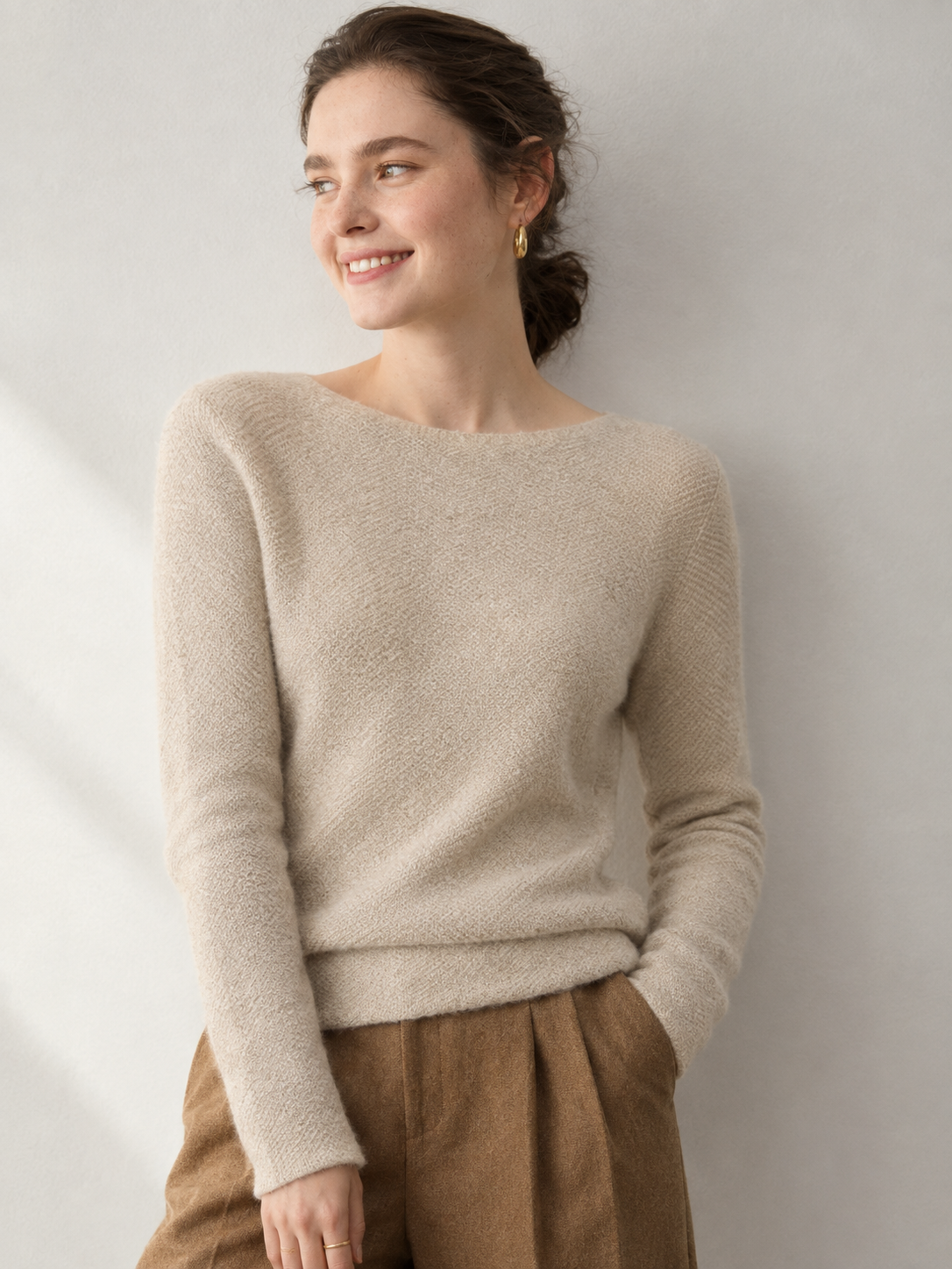 Jersey Mujer de Cachemira Cuello Barco