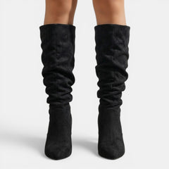 Women's Faux Suede Tall Boots - Stiletto Heel, Pointed Toe