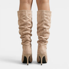 Women's Faux Suede Tall Boots - Stiletto Heel, Pointed Toe
