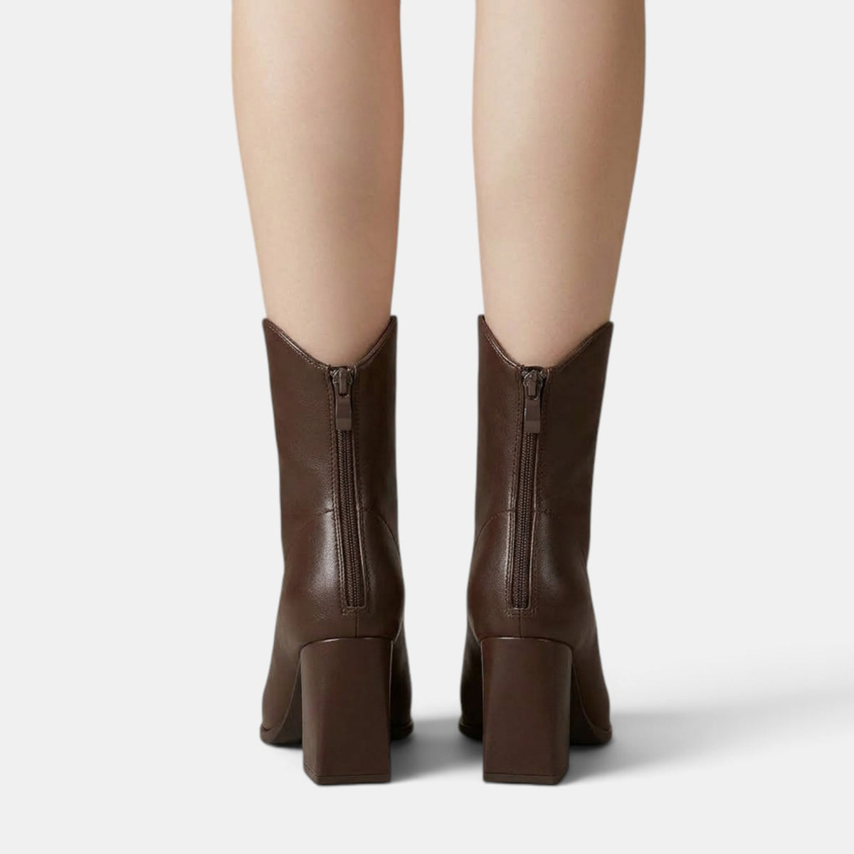 Botines Mujer Punta Fina Tacón Grueso