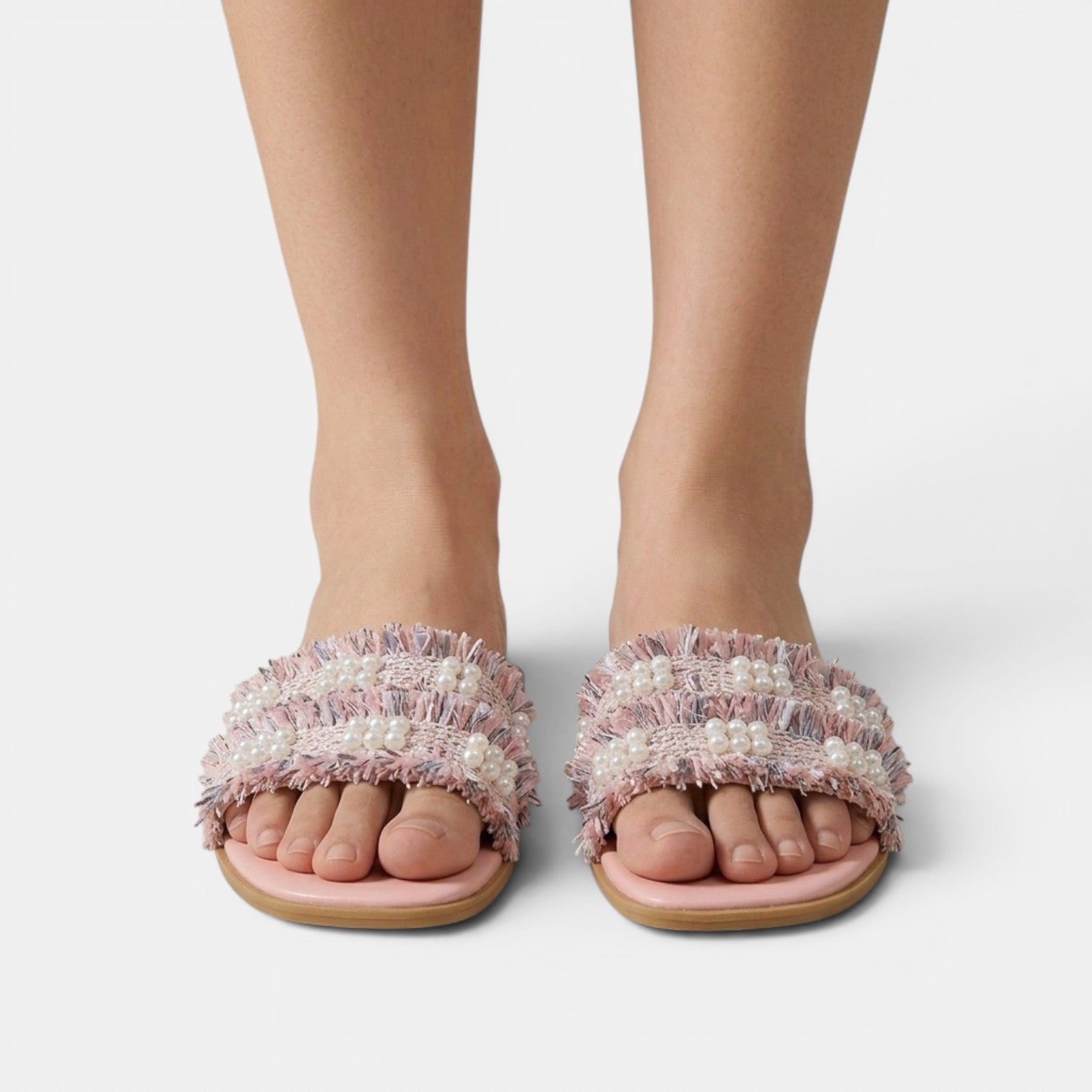 Sandalias Planas Mujer con Perlas