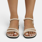 Sandalias Planas Perlas Mujer