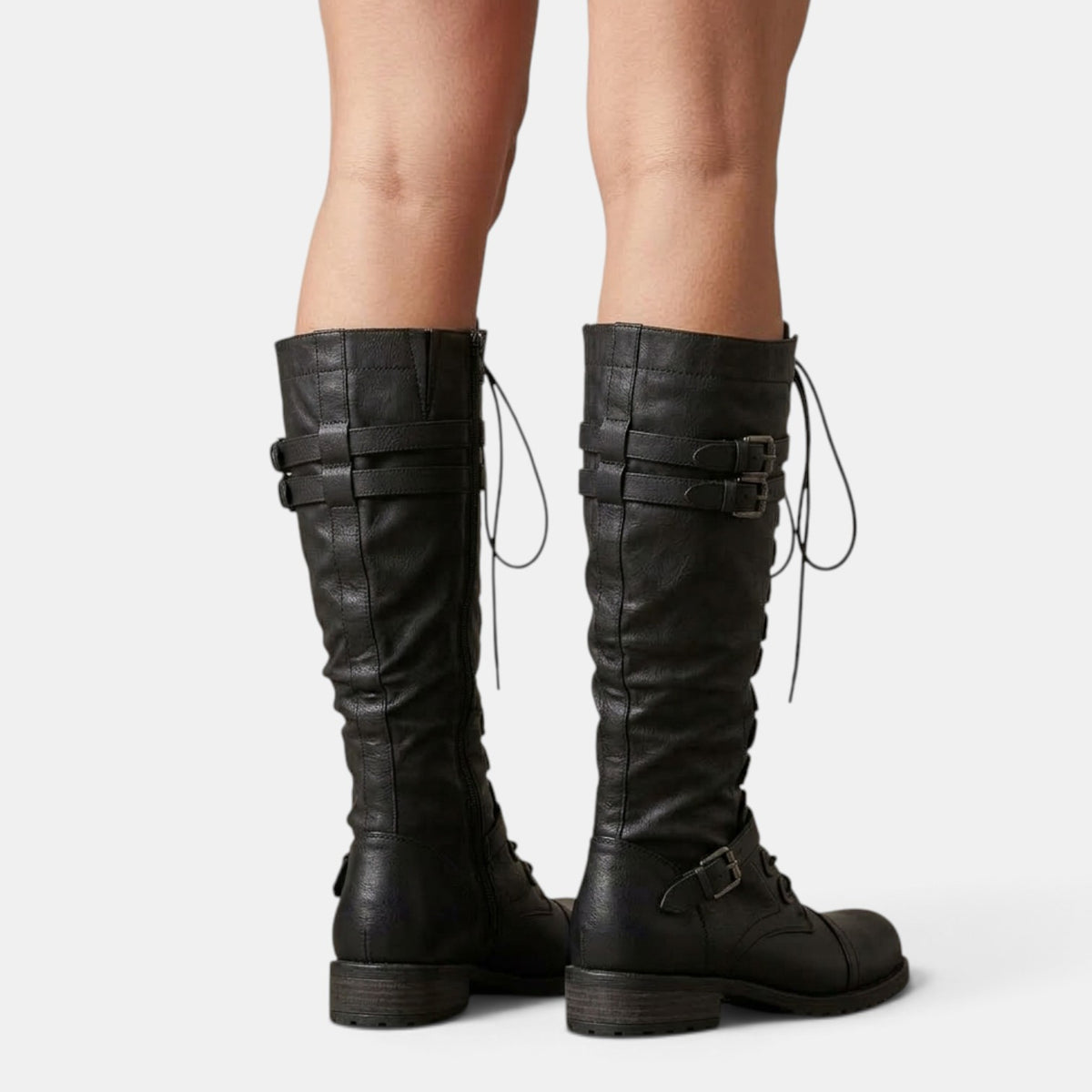 Women's Combat Boots with Buckles