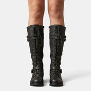 Women's Combat Boots with Buckles