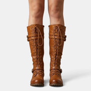 Women's Combat Boots with Buckles