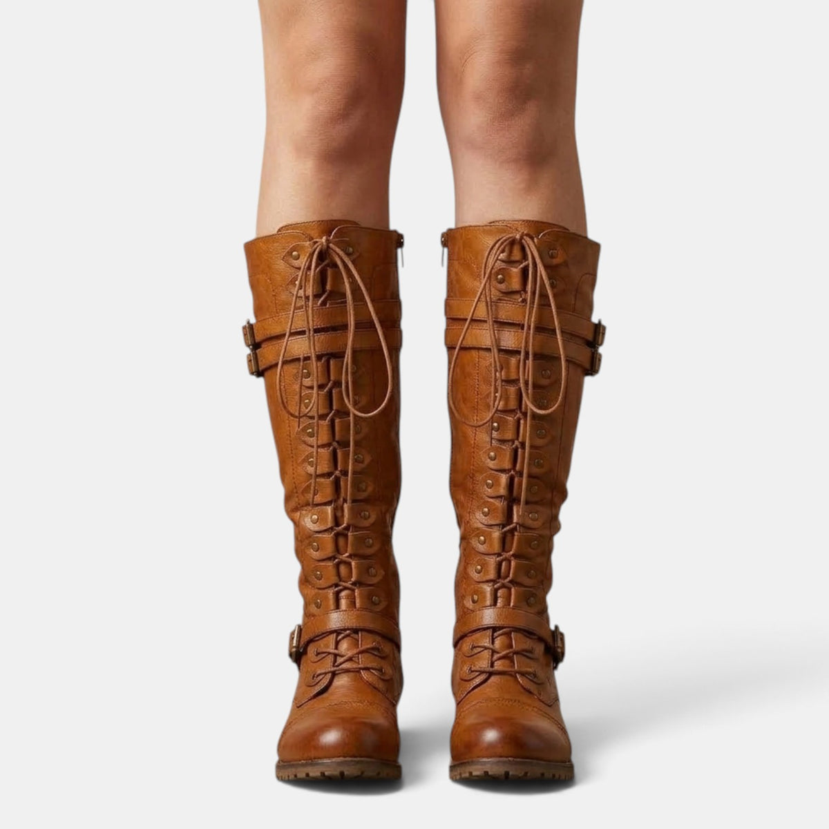 Women's Combat Boots with Buckles