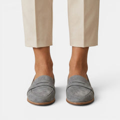 Women's Suede Orthopedic Loafers - Cushioned Insole, Slip-On