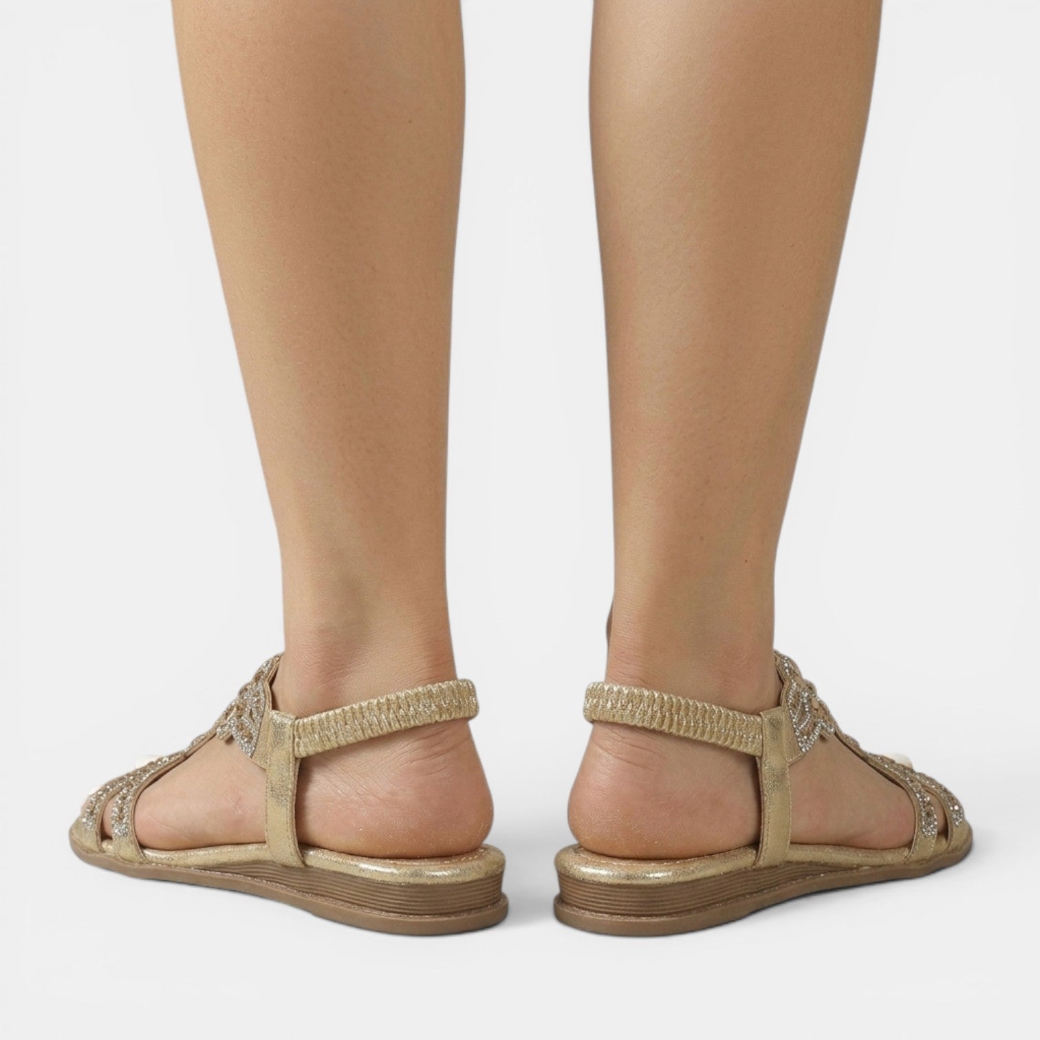 Sandalias Planas Mujer con Strass