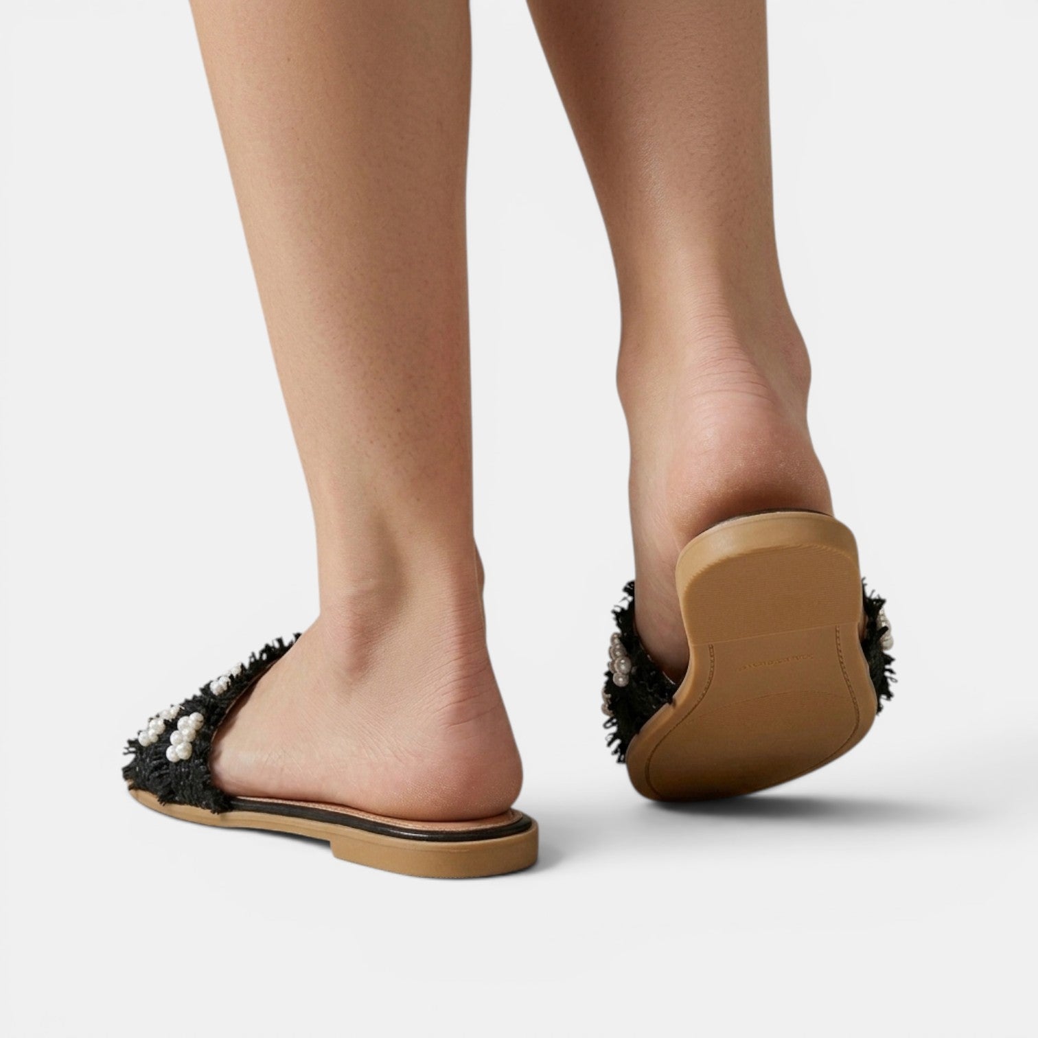 Sandalias Planas Mujer con Perlas